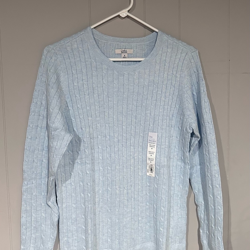 Croft & Barrow Blue Cable Knit Crew Neck Sweater